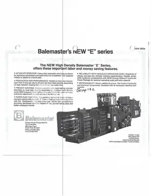 USED BALEMASTER E-4025G MANUAL TIE OPEN END HORIZONTAL