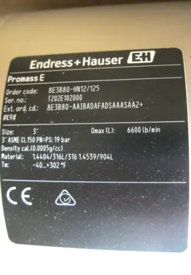 NEW Endress+Hauser 8E3B80-AAIBADAFADSAAASAA2+