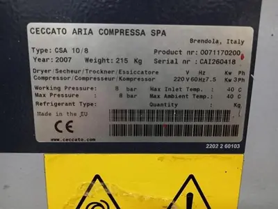Ceccato model CSA 10/8 screw air compressor