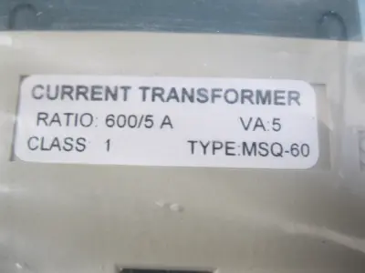 NEW MSQ60 Current Transformer Class 1 Ratio 600/5A Unbranded Old Stock D3