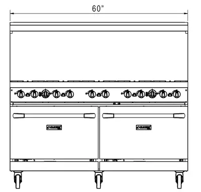 New | in-Stock Dukers New Dukers DCR60-10B 60" Gas Cooktop Range with Ten (10) Open Burners Commercial Ranges Illinois US | Falcon Restaurant Supply #1376279