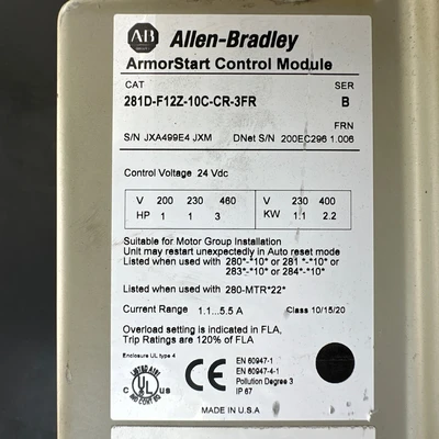 USED Allen Bradley 281D-F12Z-10C-CR-3FR