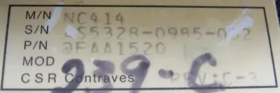 USED CONTRAVES NC414 DC SERVO CONTROLLER NC400 FAA1520