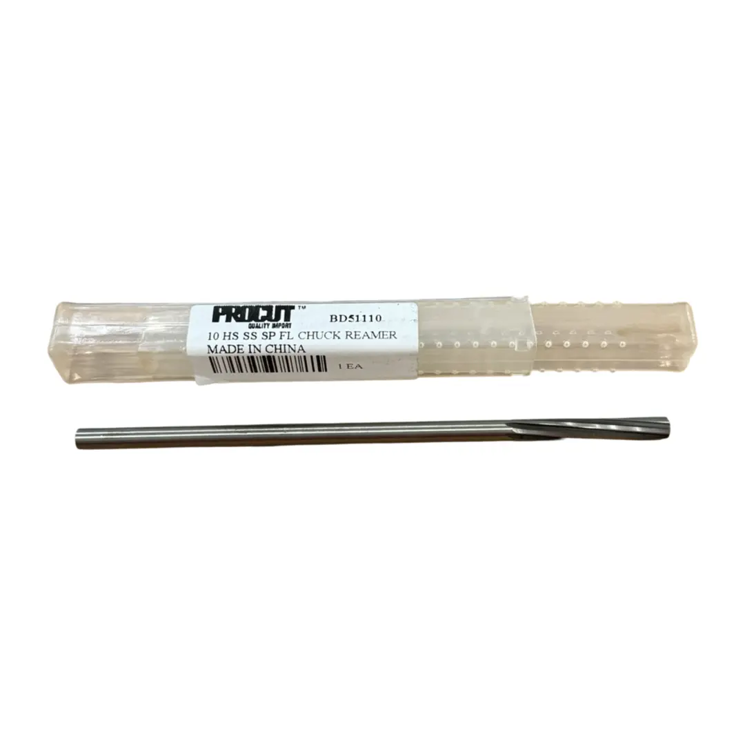 ProCut #10 HSS Spiral Flute Chucking Reamer Straight Shank 6 Flute