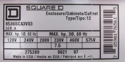 NEW SQUARE D 8536SCA3V03 STARTER SIZE 1