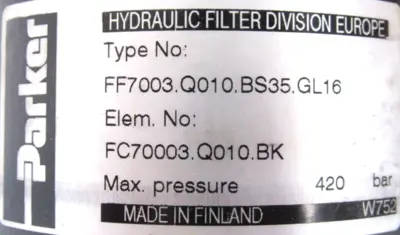 NEW PARKER FF7003Q010.BS35.GL16 HYDRAULIC FILTER FF7003Q010BS35GL16