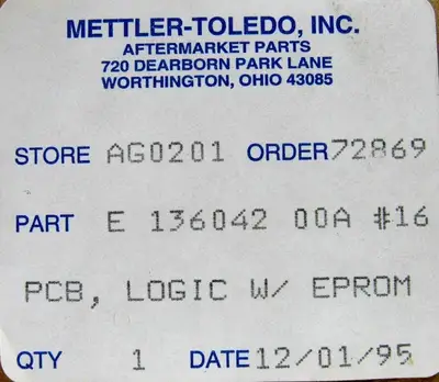 NEW METTLER TOLEDO E13604200A MAIN LOGIC BOARD