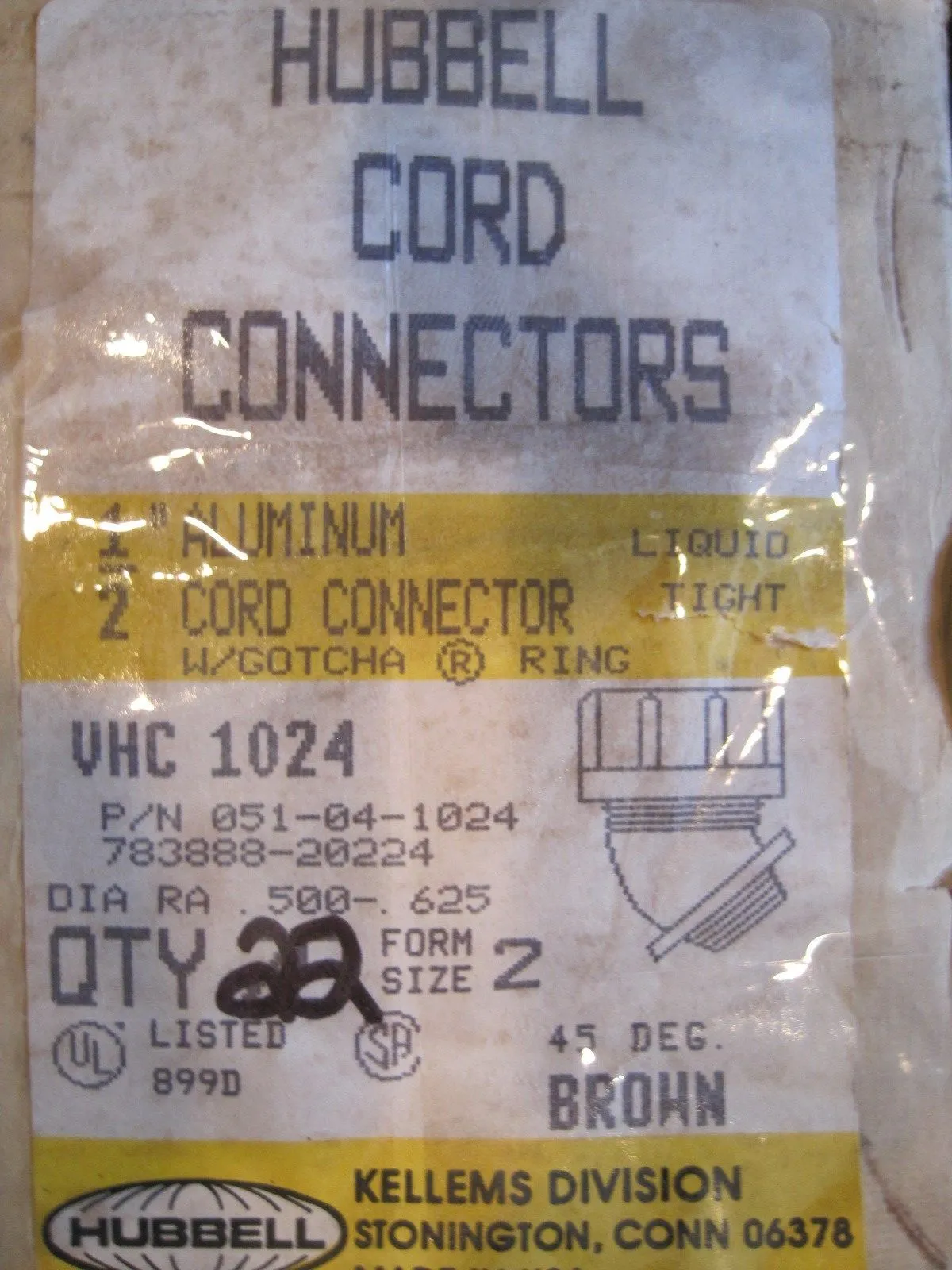 22 NEW HUBBELL VHC-1024 CORD CONNECTOR VHC1024