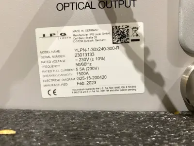 USED IPG PHOTONICS YTTRBIUM PULSED FIBER LASER 230V 5.5A FEB 2023