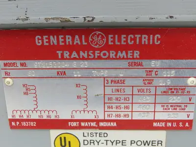 GE 9T21B3004 Stepdown Power Transformer 11kva 3Ph HV 480V LV 230