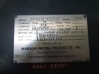 Wabash 12x12 Hydraulic Press
