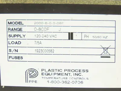 Athena 2000-B-0-0-08F 0-800F Analog Temperature Controller 120-240VAC 1PH