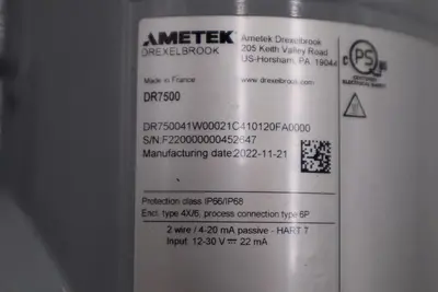 AMETEK DR750041W00021C410120FA000 / DR7500 RADAR LEVEL DETECTOR NEW STOCK 5555