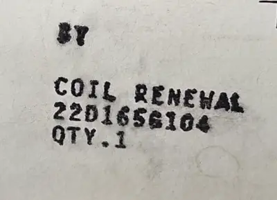 General Electric 22D165G103 Coil renewal. Loc4E9