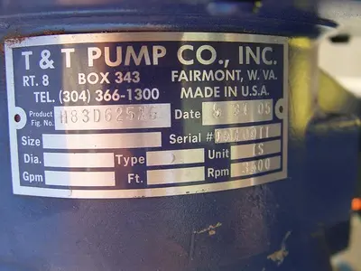 USED 2005 T&T PUMP 05109TT