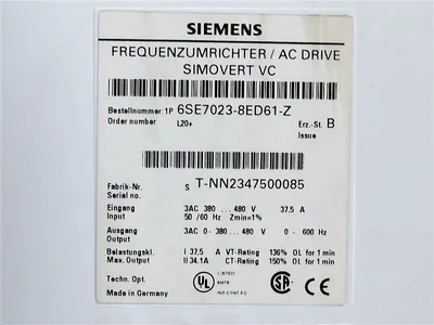 USED SIEMENS 6SE7023-8ED61-Z