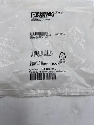 New | in-Stock PHOENIX CONTACT PHOENIX CONTACT ZBF 4:UNBEDRUCKT Misc Electrical & Power Parts | ND Industrial Surplus #1214671
