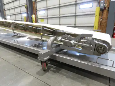 Anderson Dahlen 27"x 25' Portable Trough Belt Incline Conveyor Sanitary 480V 3PH