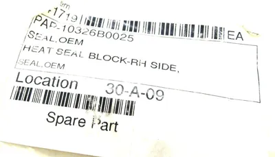 NEW PAPER CONVERTING MACHINE COMPANY 10326B0025 HEAT SEAL BLOCK RH SIDE 240V