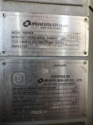 USED 2009 MUIRA LX-300   10350 LB/HR  170 PSI  FUEL: GAS LX-300