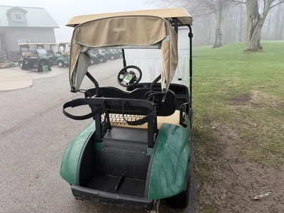 (1) 2017 E-Z-Go golf cart with a Kawasaki gas engine, model 625111G01, includes canopy, ball cover, ...