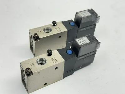 VZ412 | SMC  3-Port Pneumatic Body Ported Solenoid Valve w/ 24VDC Coil LOT OF 2 - Used