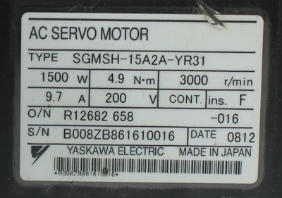 USED YASKAWA ELECTRIC SGMSH-15A2A-YR31