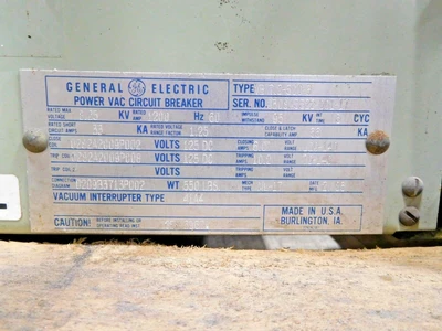 Used GE VB 7.2-500-3 Circuit Breakers Ohio US | Equipment Recovery Corp. #1330369