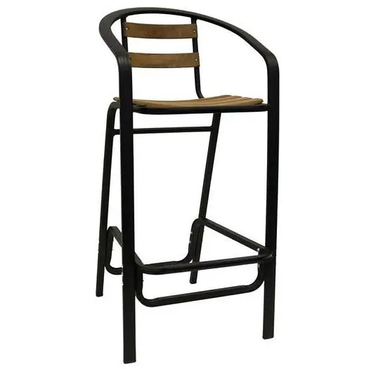ALUMINUM AND WOOD OUTDOOR BAR STOOL