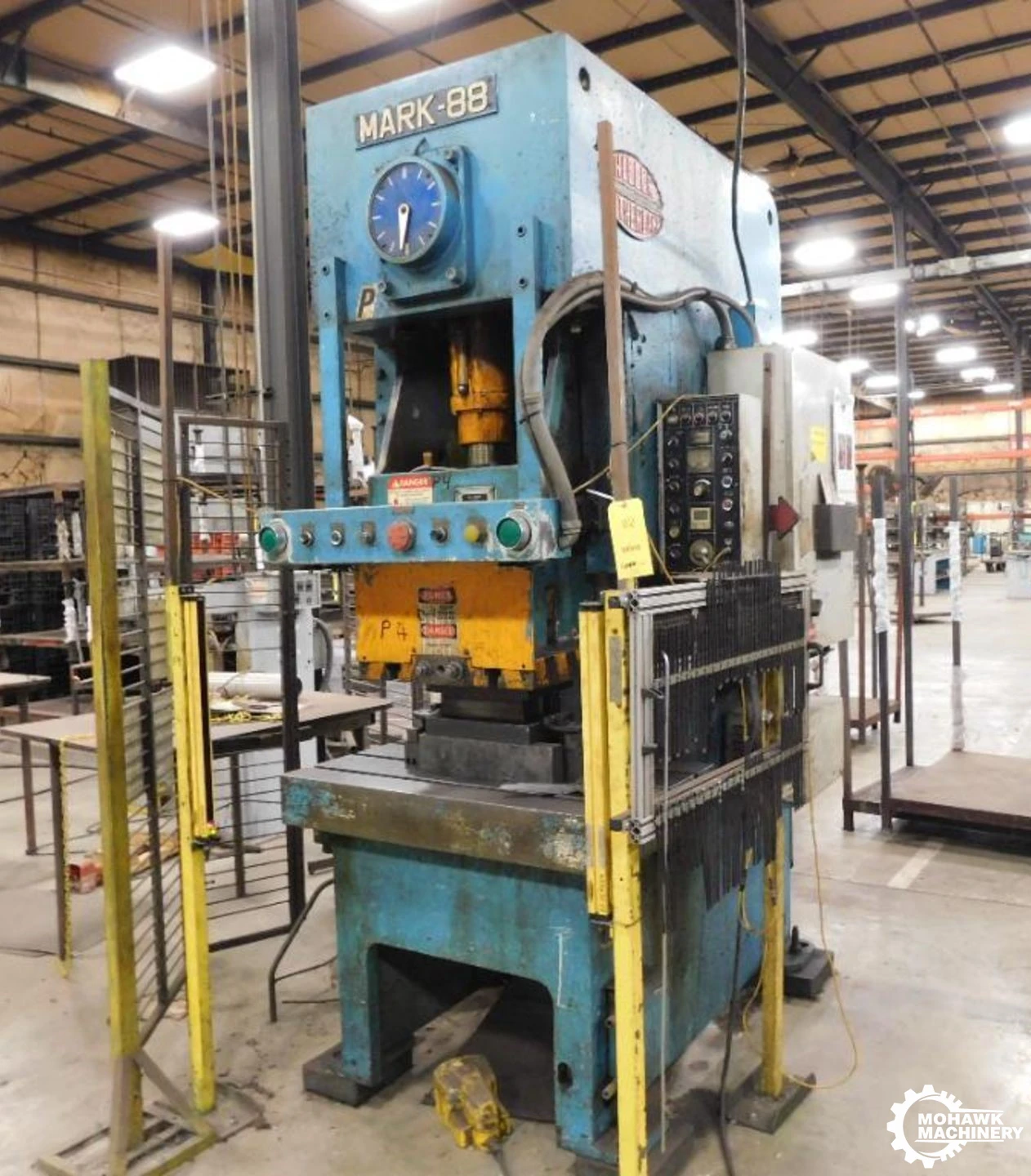 88 TON HELLER/SUTHERLAND "MARK-88" SINGLE-CRANK GAP FRAME PRESS w/VARIABLE-SPEED DRIVE - AIR COUNTERBALANCE