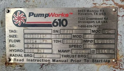 NEW PUMP WORKS 12X12X16M