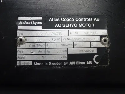 REFURBISHED ATLAS COPCO CONTROLS EP 165180-62A3BB 76W400A AC SERVO MOTOR