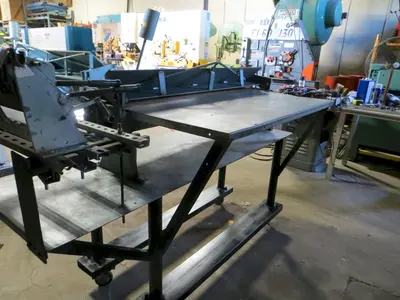22 Ga. x 4 ft Roper Whitney Connecticut Bench Brake and 18" Lockformer Manual Cleatbender - Steel Stand made by previous Owner