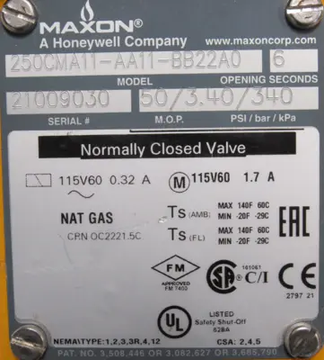 NEW MAXON 250CMA11-AA11-BB22A0 GAS VALVE 2" 250CMA11AA11BB22A0