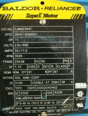 NEW CRANE PUMPS T3150G9A-1-1/2-C0C2 CENTRIFUGAL PUMP 15HP 230/460V H50DT02 1.5×2