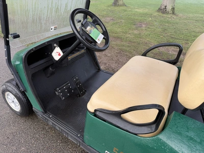 (1) 2017 E-Z-Go golf cart with a Kawasaki gas engine, model 625111G01, includes canopy, ball cover, ...