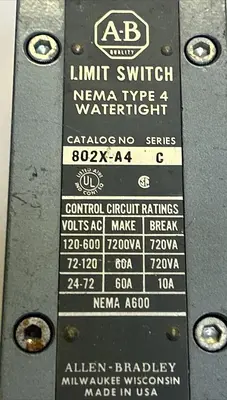Used ALLEN-BRADLEY 802X-A4 Miscellaneous Equipment (Electrical & Power) Ohio US | Surplus Asset Holdings #1238175