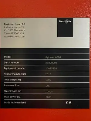 USED 2010 BYSTRONIC BYLASER 6000