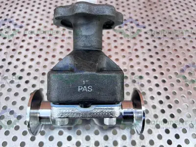 USED ITT PURE FLO 1-316L-RA15MAX-CWP150 DIAPHRAGM VALVE W/ 1" SANITARY FITTING