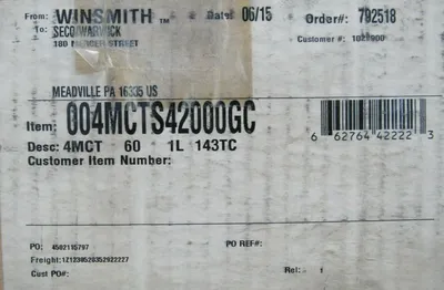 NEW WINSMITH 004MCTS42000GC GEAR REDUCER 60:1 4MCT 1" DIA.