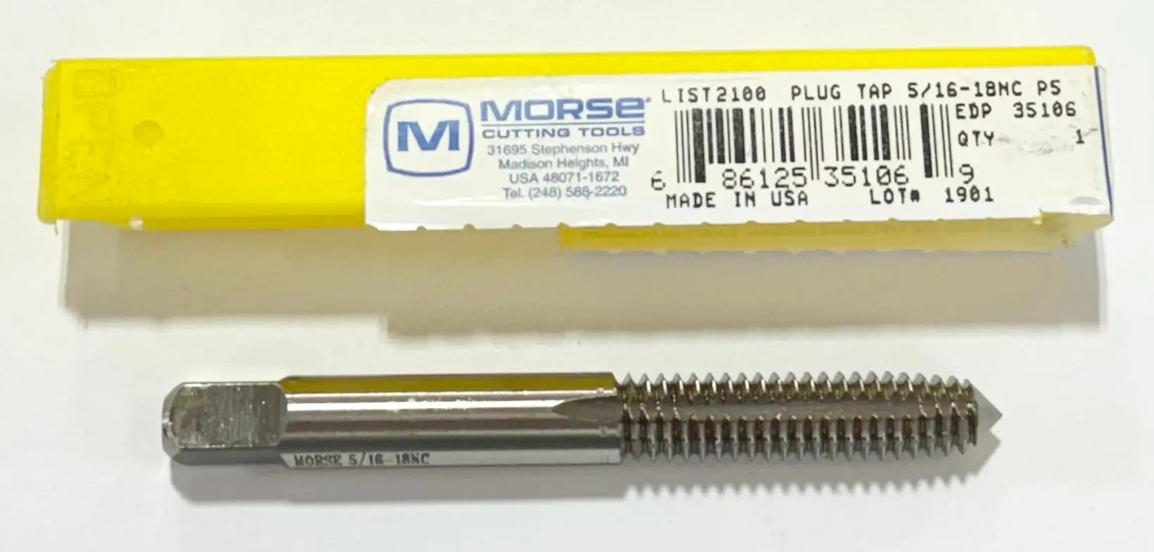 Morse 5/16"-18NC HSS Thread Forming Plug Tap