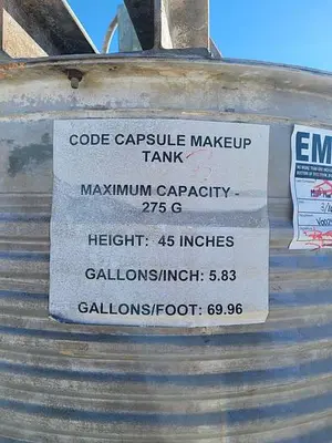 USED BRIGHTON 275 GALLON SST JACKED TANK