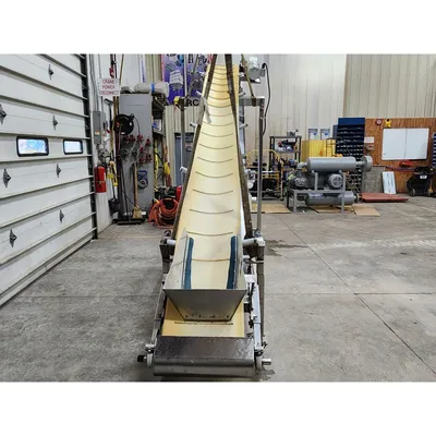 Used 17"W X 13'-3"L Stainless Steel Trough Vinyl Belt Conveyor