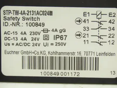 Euchner STP-TW-4A-2131AC024M Safety Guard Switch TWIN 230VAC 24V AC/DC  IP67