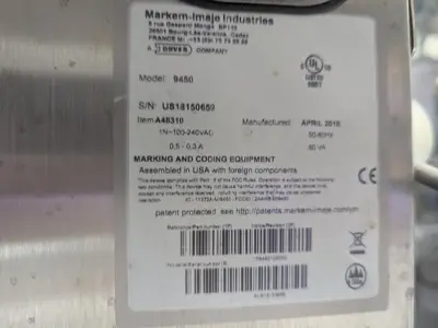 Used 2018 MARKEM-IMAJE 9450 Laser  Coders & Printers British Columbia CA | Steep Hill Equipment Solutions #1307416