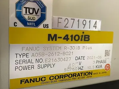 Used 2021 FANUC M-410IB/700 4 AXES PALLETIZING ROBOT DATA SHEET WITH FANUC R-30IB PLUS CONTROL Palletizers | Harbor Machinery Inc. #1283373