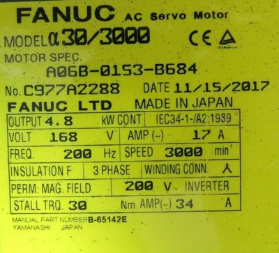NEW FANUC A06B-0153-B684 SERVO MOTOR A30/3000 A06B0153B684