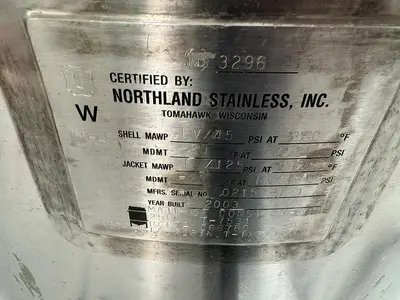 Reactor, 65 Gallon (250 Liters), Inconel, Jacketed, Agitated #S745442