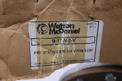 NEW OPEN BOX Watson McDaniel B-17-N-2-V Regulating Valve. 2"  20-70 psi STK H877
