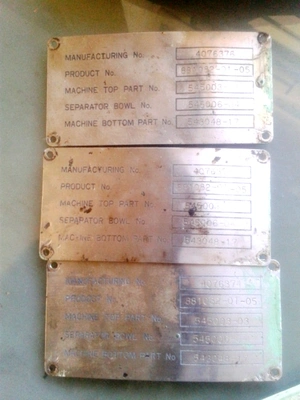 (6) Alfa-Laval LOPX 709 SFD-34 lube oil purifiers, SS.